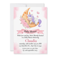 Sleeping Unicorn Baby Shower Watercolor invitation