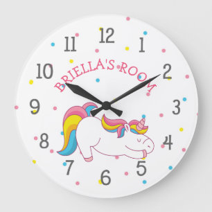 Sleeping unicorn bedroom clock with name