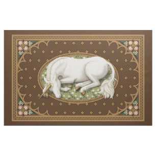 Sleeping Unicorn Brown Mediaeval 1 yd Panel Fabric