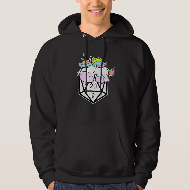 Sleeping Unicorn Dice RPG Tabletop Game Hoodie (Front)