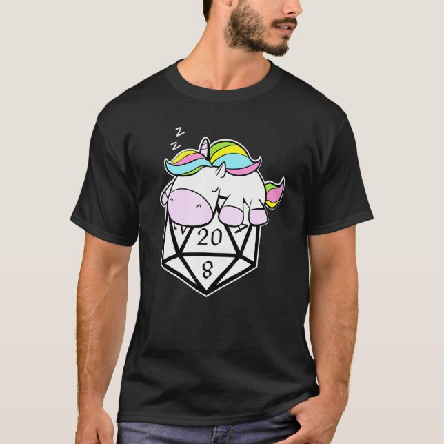 Sleeping Unicorn Dice RPG Tabletop Game T-Shirt (Front)