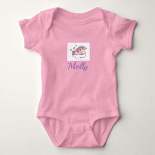 Sleeping Unicorn NAME Kawaii Onsie Sleeper Pink Baby Bodysuit