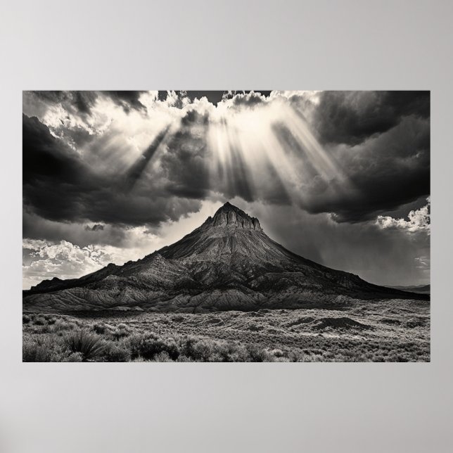 Sleeping Ute Mountain black and white photography Poster (Front)