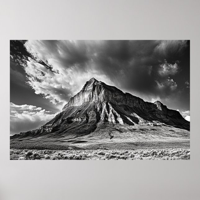 Sleeping Ute Mountain black and white photography Poster (Front)