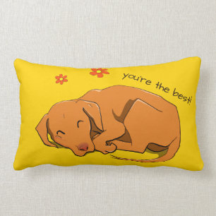 Sleeping Vizsla Custom Text Rectangular Pillow