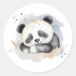 Sleeping Watercolor Baby Panda Bear Classic Round Sticker