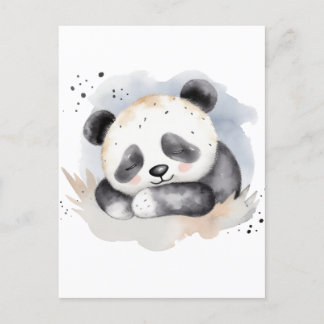 Sleeping Watercolor Baby Panda Bear Postcard