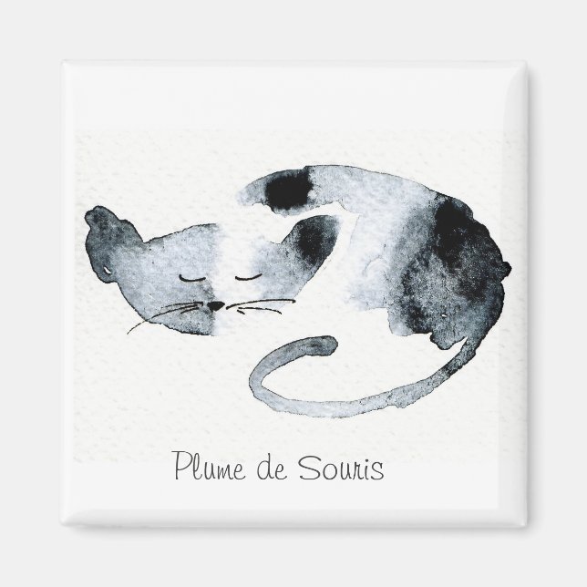 Sleeping watercolor gray magnet (Front)