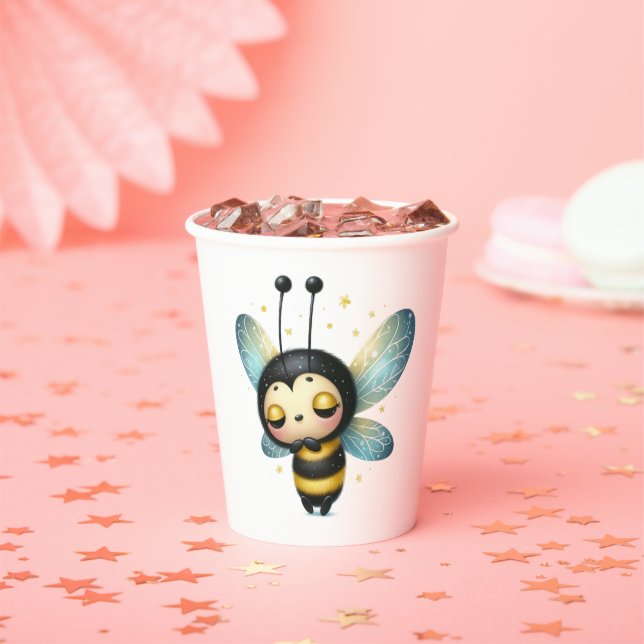  Sleeping Whimsical Bee  Paper Cups (Insitu)
