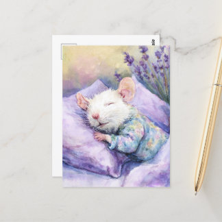 Sleeping White Mouse Postcard