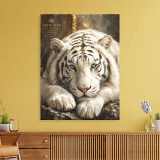 Sleeping White Tiger Portrait, Peaceful Wildlife A Canvas Print