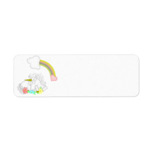 Sleeping White Unicorn Rainbow Floral Fantasy
