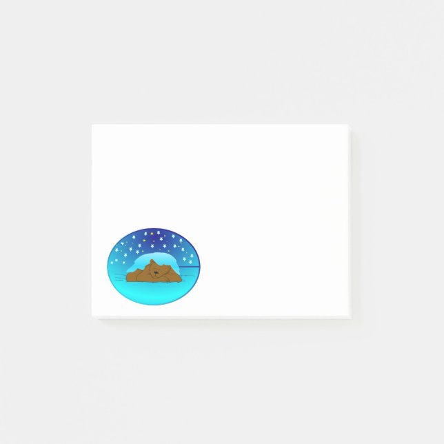 Sleeping Winter Bear  Post-It Notes (Front)