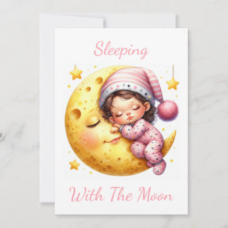 Sleeping with the Moon Girl's Baby Shower Invitation