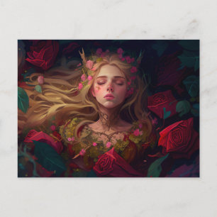 Sleeping Woman Fairytale Postcard
