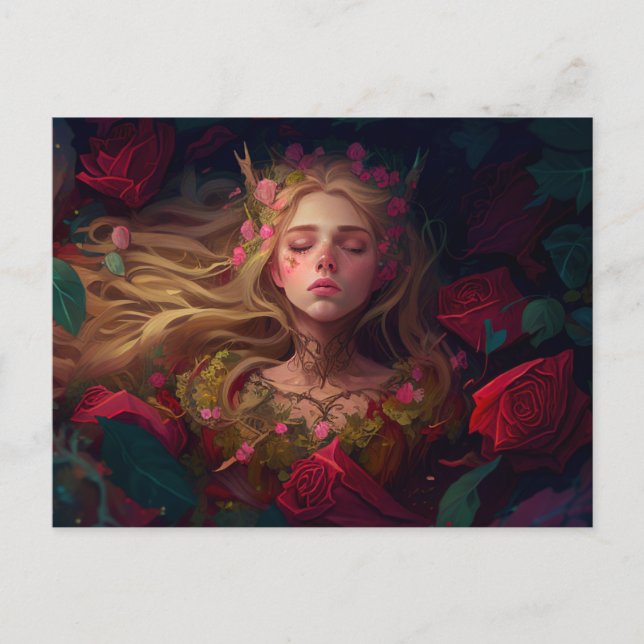 Sleeping Woman Fairytale Postcard (Front)