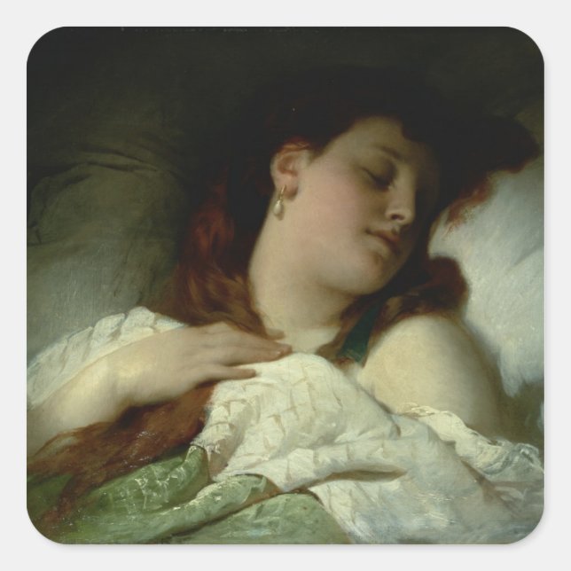 Sleeping Woman Square Sticker (Front)