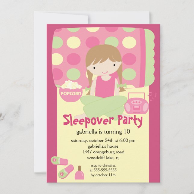 Sleepover Birthday Party Inviation Invitation (Front)