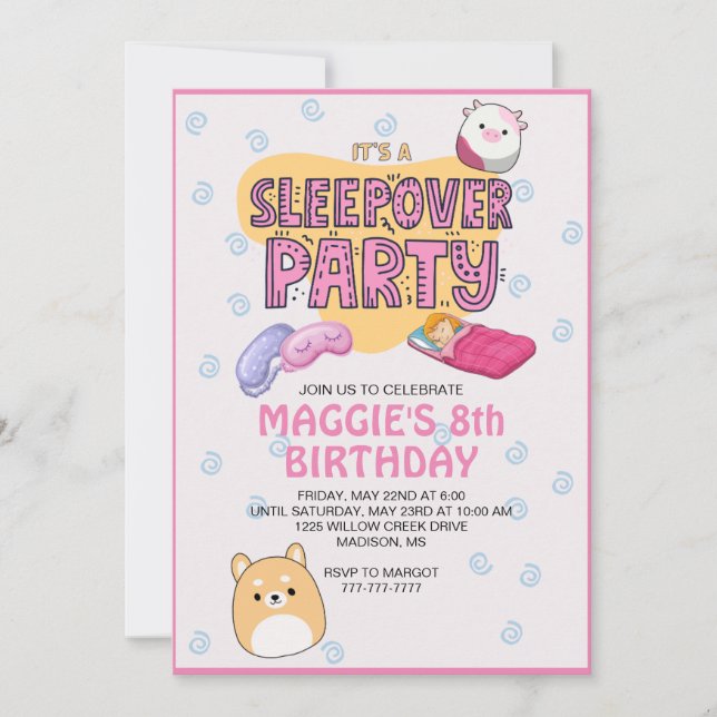 Sleepover Birthday Party Invitation (Front)