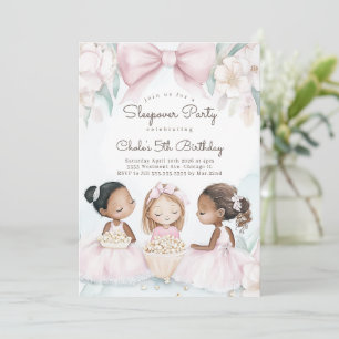 Sleepover Birthday party Movie night Girl birthday Invitation