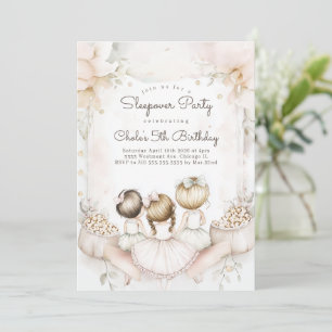 Sleepover Birthday party Movie night Girl birthday Invitation