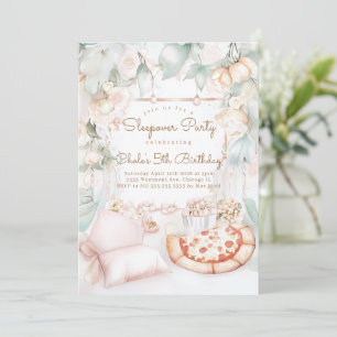 Sleepover Birthday party Movie night Girl birthday Invitation
