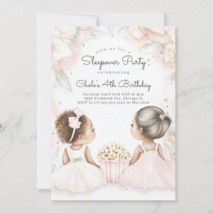 Sleepover Birthday party Movie night Girl birthday Invitation