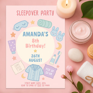 Sleepover celebration, Pajama Party Birthday Invitation