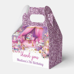 Sleepover Girl Birthday Custom Pink Purple Gold Favour Box