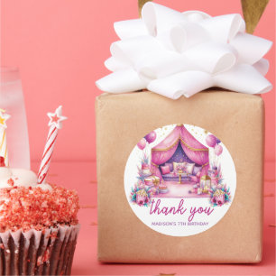 Sleepover Girl Birthday Personalised Thank you Classic Round Sticker