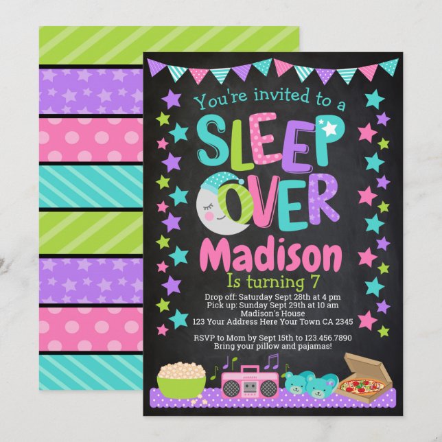 Sleepover Invitation (Front/Back)