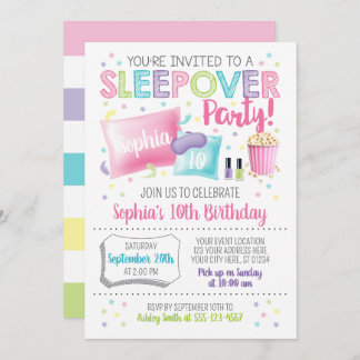 Sleepover Invitation, Slumber Party Birthday Invitation