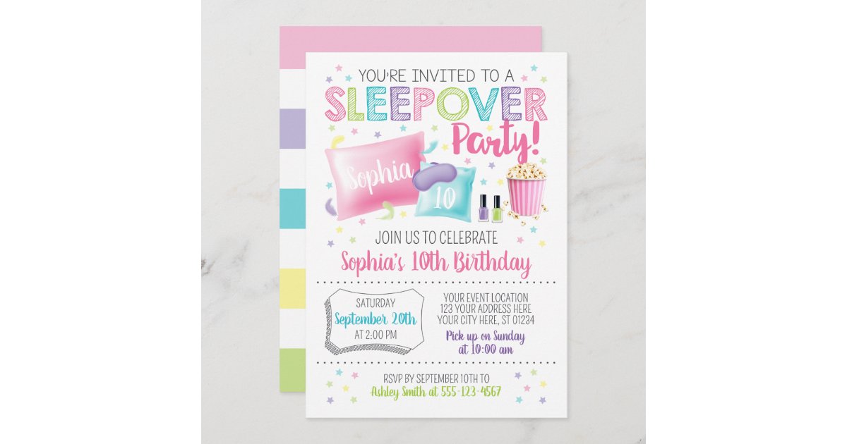 Sleepover Invitation, Slumber Party Birthday Invitation Zazzle