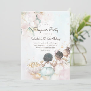 Sleepover movie night birthday movie night party invitation