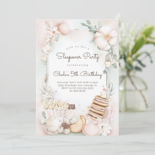 Sleepover movie night birthday movie night party invitation