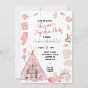 Sleepover Pajama Birthday Party Invitation