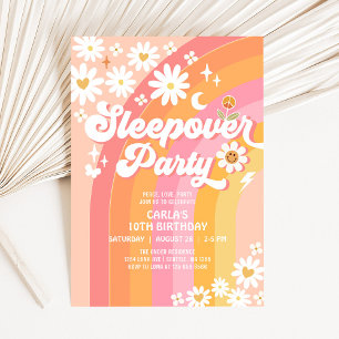 Sleepover Party Daisy Retro Hippie Birthday Invitation