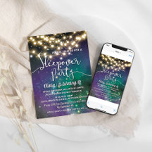 Sleepover Party Galaxy Blue Purple Stars Birthday