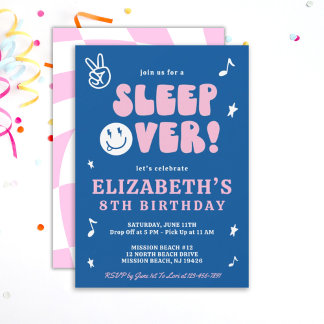 Sleepover Party Girl, Slumber Party, Tween Girl Invitation