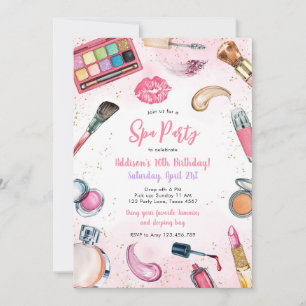 Sleepover Party Girl Spa Pink Birthday Invitation