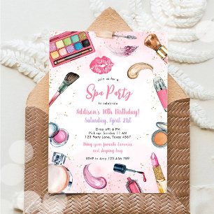Sleepover Party Girl Spa Pink Birthday Invitation