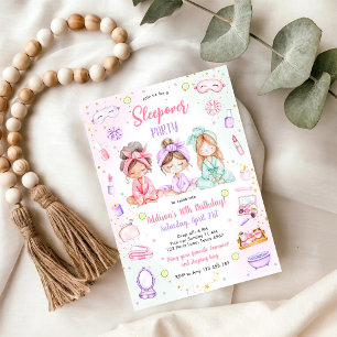 Sleepover Party Girl Spa Pink Birthday Invitation
