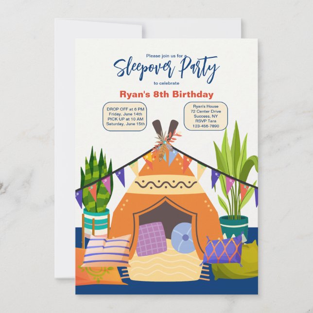Sleepover Party Invitation (Front)