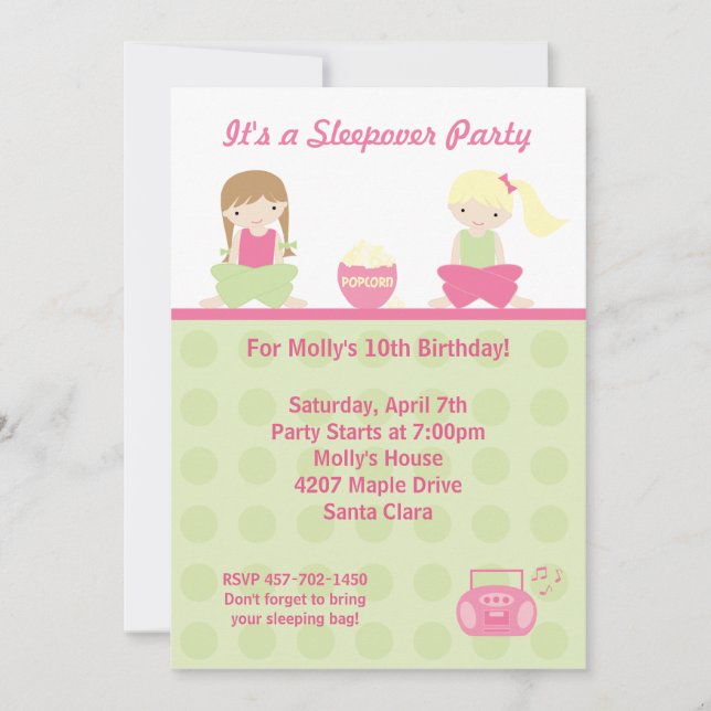 Sleepover Party Invitation (Front)