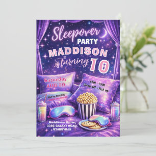  Sleepover Party Invitation Girl Pajama Birthday 