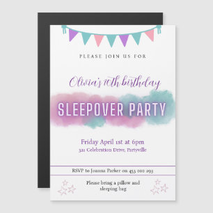 Sleepover Party invitation   Pretty pastels 