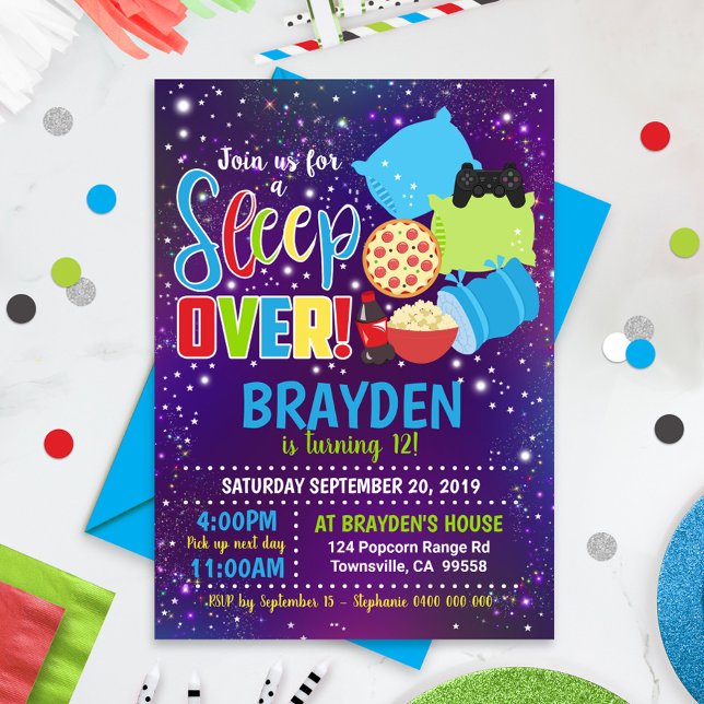 Sleepover Party Invitation Slumber Party Boy (Creator Uploaded)