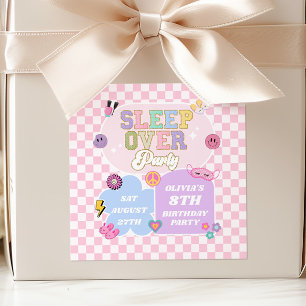Sleepover Preppy Varsity Patch Birthday Party Square Sticker