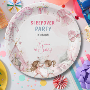 Sleepover pyjama kids birthday party paper plate