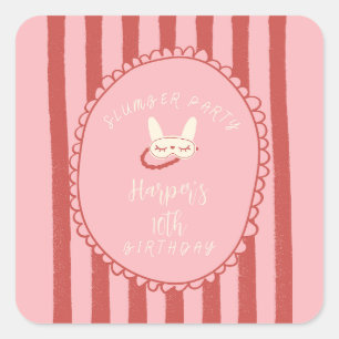 sleepover slumber birthday party girl teen vintage square sticker